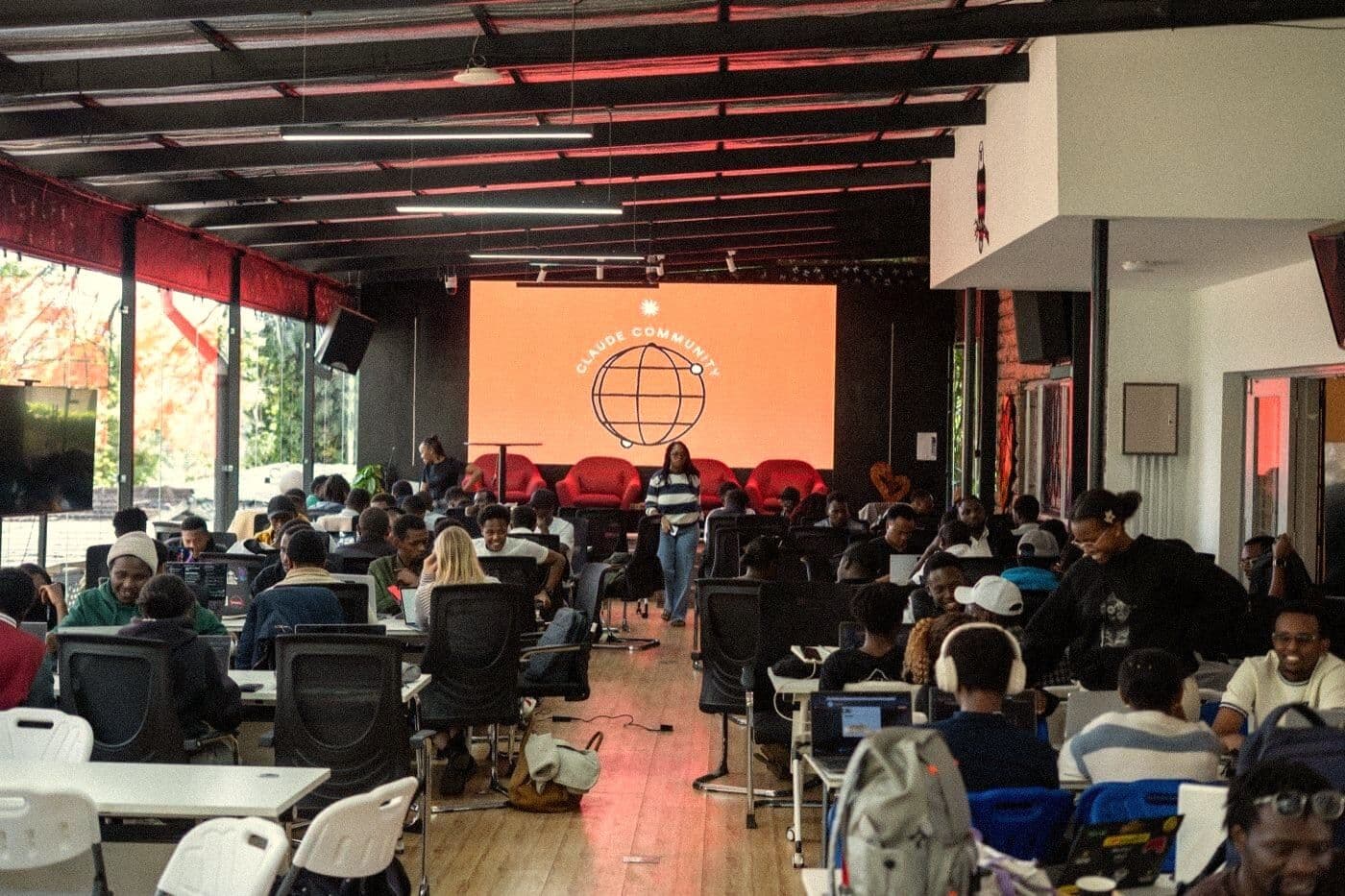 A full room for an evening event at Hackhouse Africa