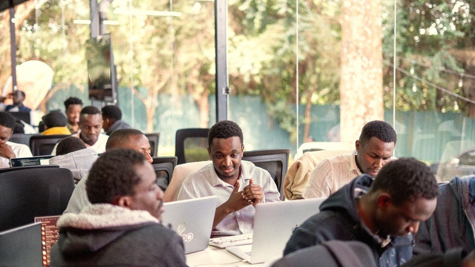 Residency founders working at their laptops at Hackhouse Africa, Nairobi